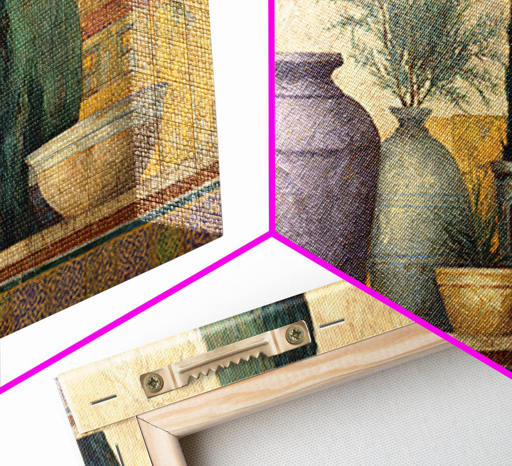 Tuscan Cypress Trees and Golden Hillside Canvas Print, Mediterranean Art, Living Room Decor, Watercolor Art, Azure, MAR-2x1-74