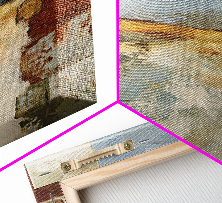 Warm Terra Cotta Abstract Landscape Framed Canvas Print, Mediterranean Art, Statement Artwork, Living Room Decor, Azure, MAR-2x3-46