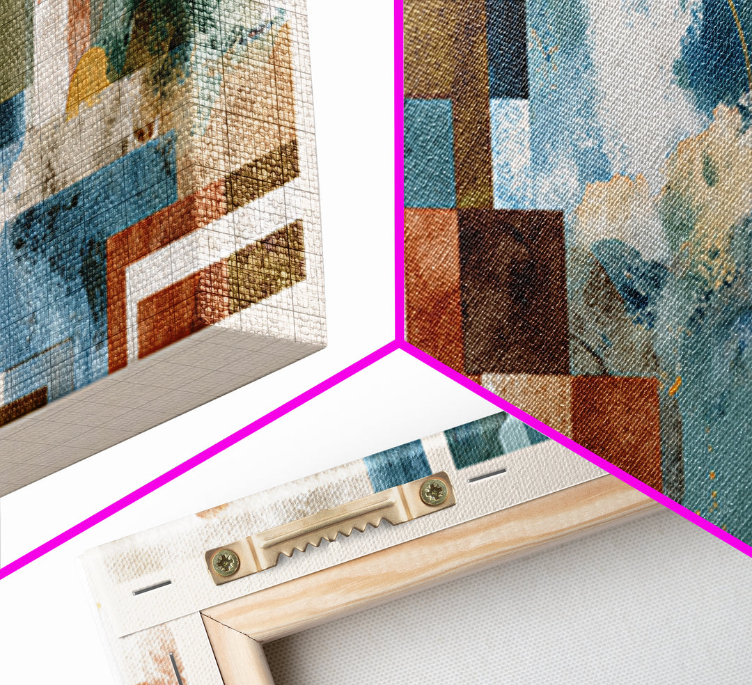 Warm Terra Cotta Abstract Landscape Canvas Print, Mediterranean Art, Watercolor Art, Living Room Decor, Fine Art, Azure, MAR-3x1-54