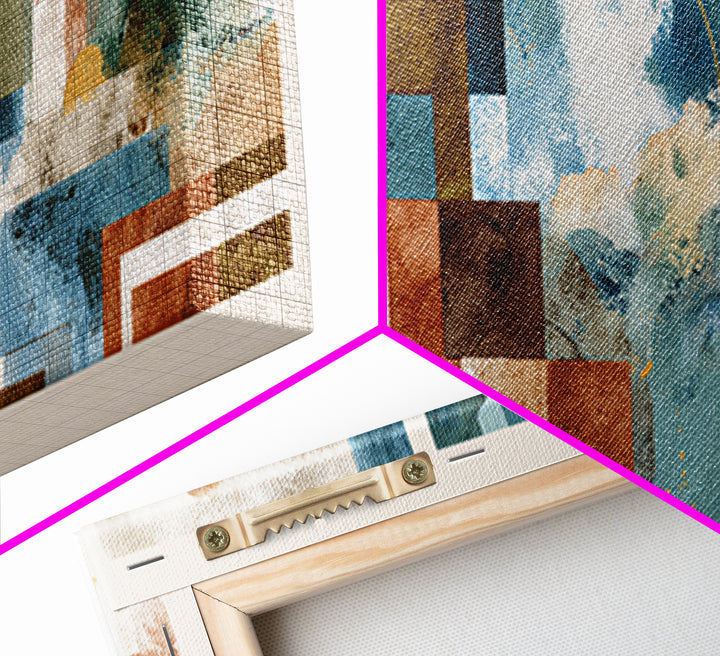 Warm Terra Cotta Abstract Landscape Canvas Print, Mediterranean Art, Watercolor Art, Living Room Decor, Fine Art, Azure, MAR-3x1-54