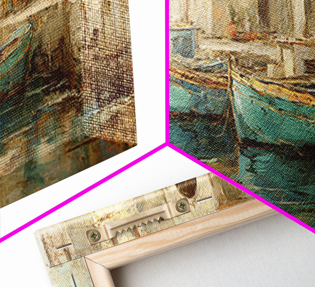 Coastal Fishing Boats Canvas Print, Mediterranean Art, Large Wall Art, Living Room Decor, Fine Art, Azure, Digital Art Prints, MAR-3x1-71