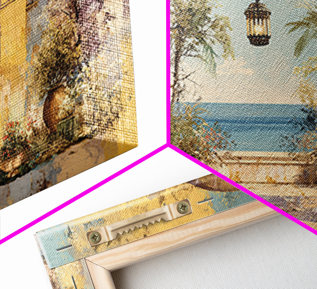 Mediterranean Arch Framing Ocean Horizon Canvas Print, Mediterranean Art, Modern Wall Art, Living Room Decor, Azure, MAR-3x2-31
