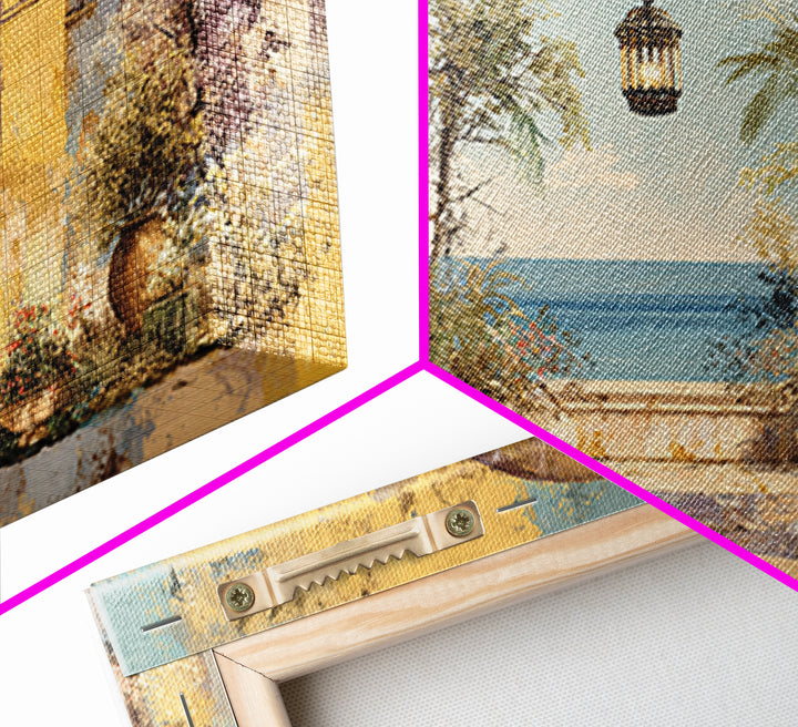 Mediterranean Arch Framing Ocean Horizon Canvas Print, Mediterranean Art, Modern Wall Art, Living Room Decor, Azure, MAR-3x2-31