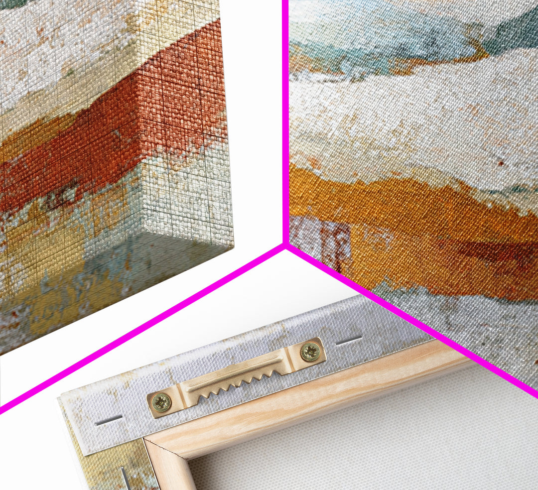 Warm Terra Cotta Abstract Landscape Framed Canvas Print, Mediterranean Art, Modern Wall Art, Living Room Decor, Watercolor Art, MAR-3x2-90