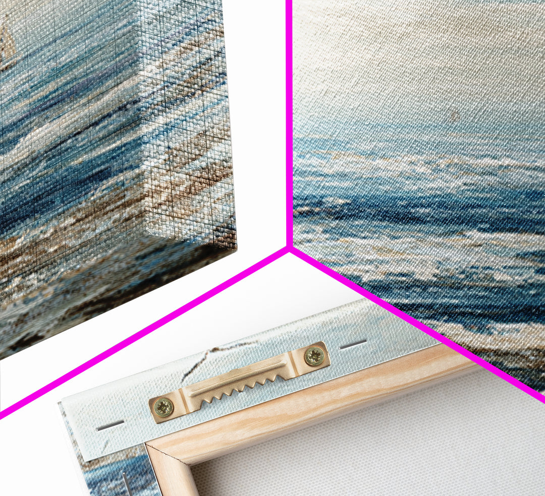 Elegant Moonlit Ocean Horizon Framed Canvas Print, Master Bedroom, Modern Decor, Bedroom Decor, Fine Art, Sanctuary, Wall Decor, MAS-1x1-1
