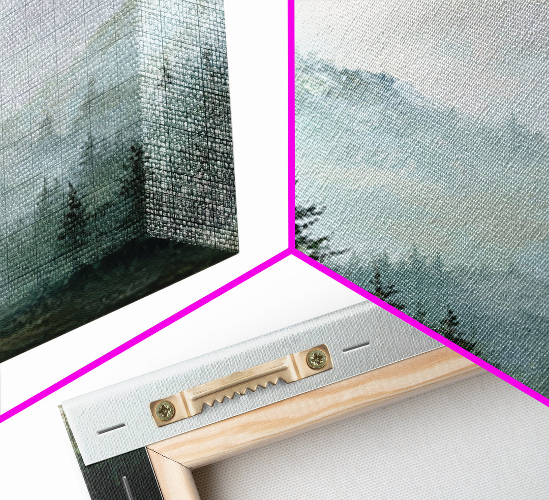 Calm Misty Forest Panorama Framed Canvas Print, Master Bedroom, Wedding Decor, Bedroom Decor, Sanctuary, Rustic Home Decor, MAS-1x1-28