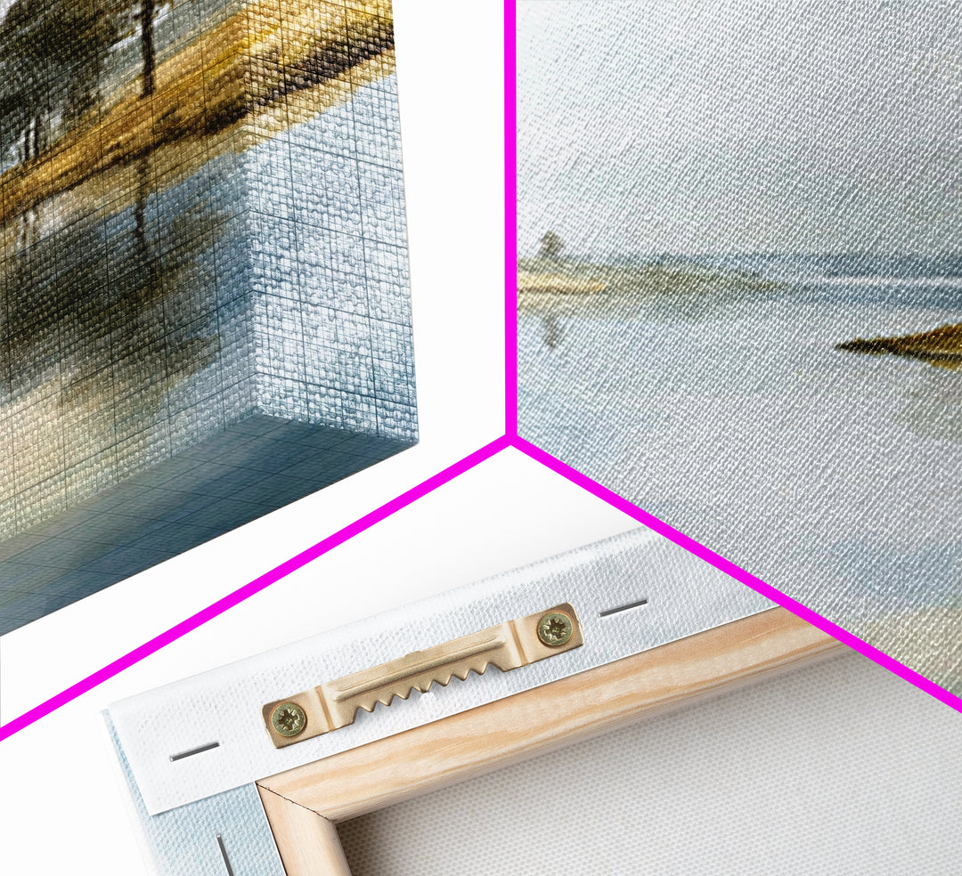 Serene Lake with Pale Morning Reflection Framed Canvas Print, Master Bedroom, Bedroom Wall Art, Bedroom Decor, Oil Painting, MAS-1x1-7