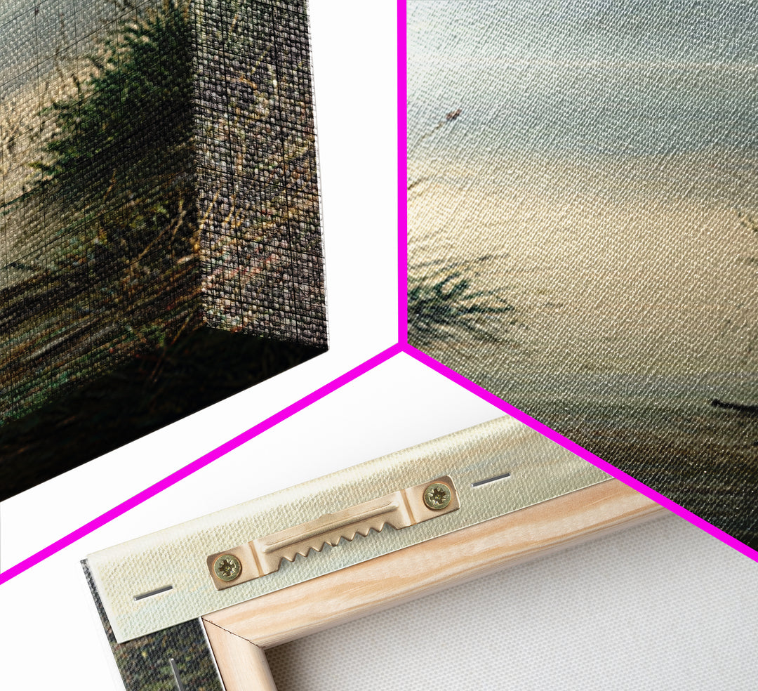 Serene Lake with Pale Morning Reflection Framed Canvas Print, Master Bedroom, Bedroom Wall Art, Bedroom Decor, Oil Painting, MAS-1x3-19