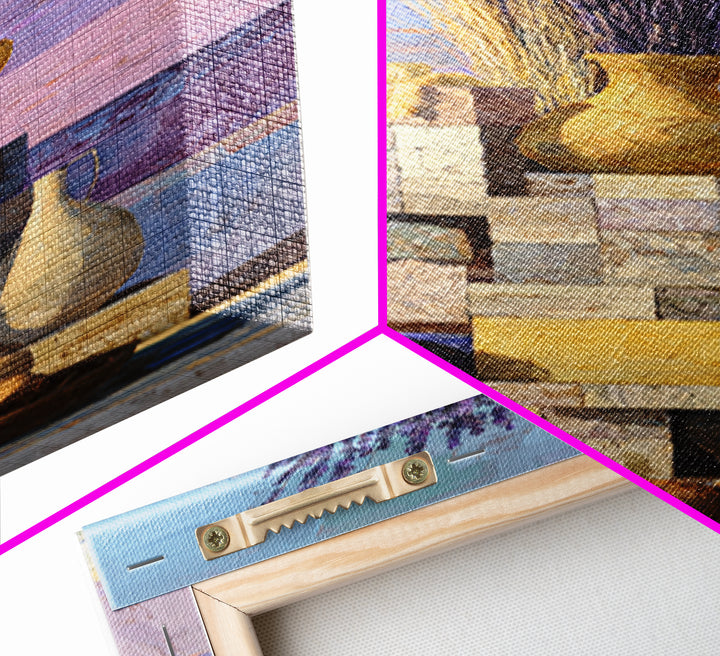 Lavender Field at Twilight Framed Canvas Print, Master Bedroom, Over Bed Wall Art, Bedroom Decor, Oil Painting, Sanctuary, MAS-1x3-30