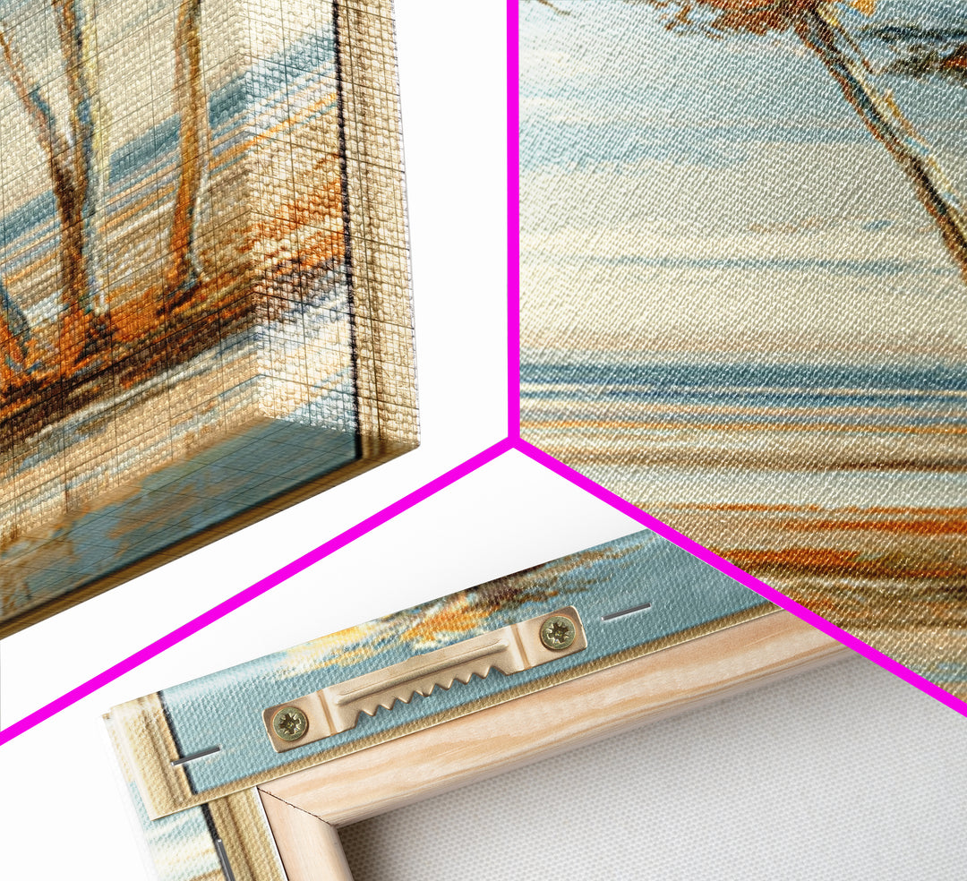 Hotel Coastal Landscape Canvas Print, Master Bedroom, Farmhouse Wall Art, Bedroom Decor, Oil Painting, Sanctuary, MAS-1x3-33