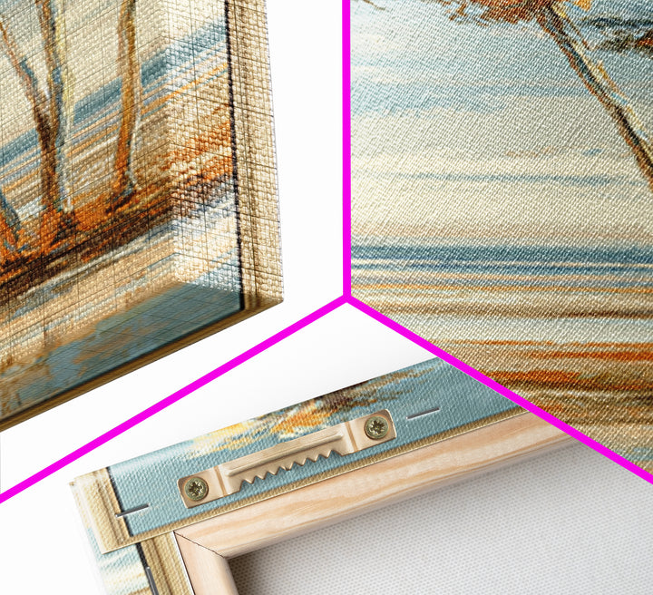 Hotel Coastal Landscape Canvas Print, Master Bedroom, Farmhouse Wall Art, Bedroom Decor, Oil Painting, Sanctuary, MAS-1x3-33