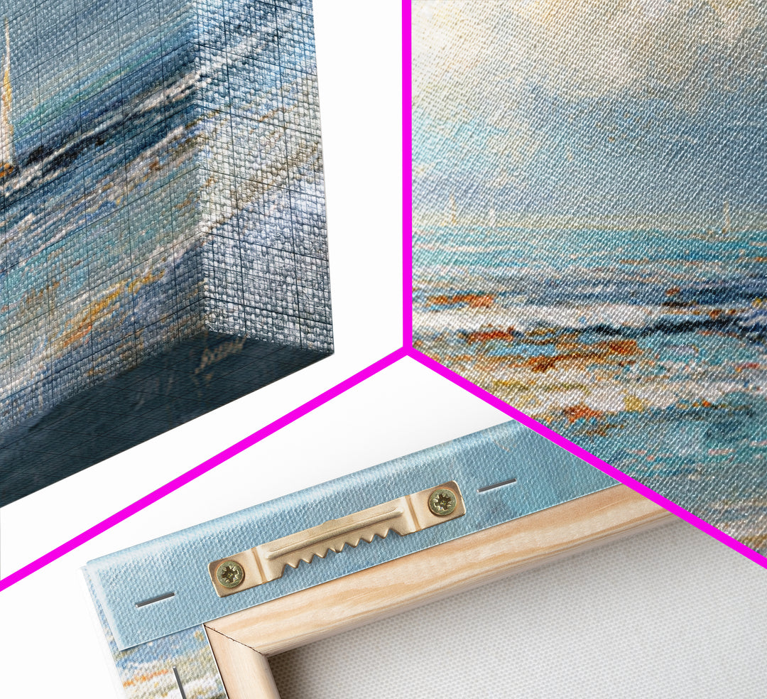 Hotel Coastal Landscape Canvas Print, Master Bedroom, Large Wall Art, Bedroom Decor, Watercolor Art, Sanctuary, Bedroom Prints, MAS-2x1-17