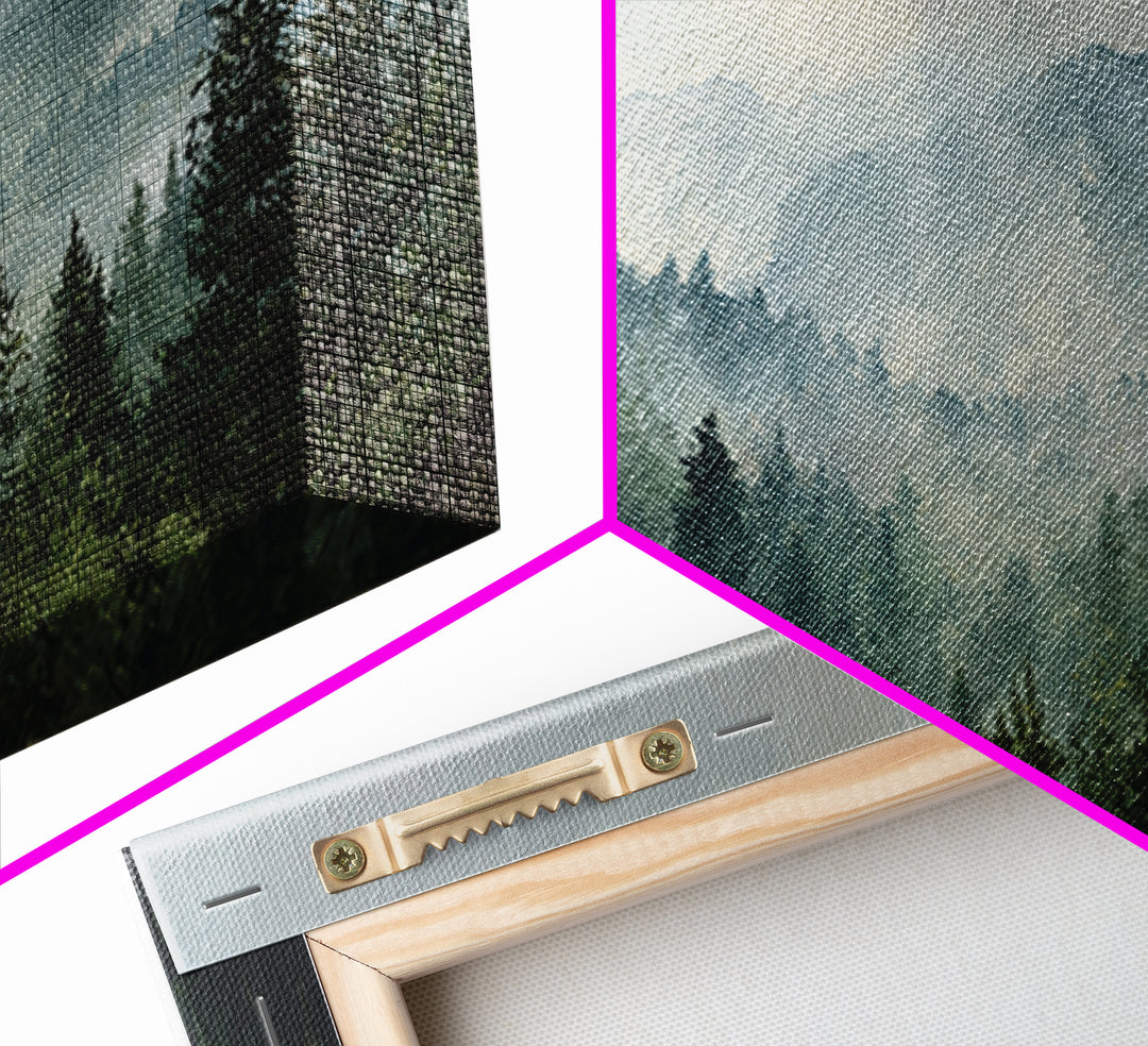 Calm Misty Forest Panorama Framed Canvas Print, Master Bedroom, Printable Art, Bedroom Decor, Sanctuary, Wall Art Bedroom, MAS-2x1-72