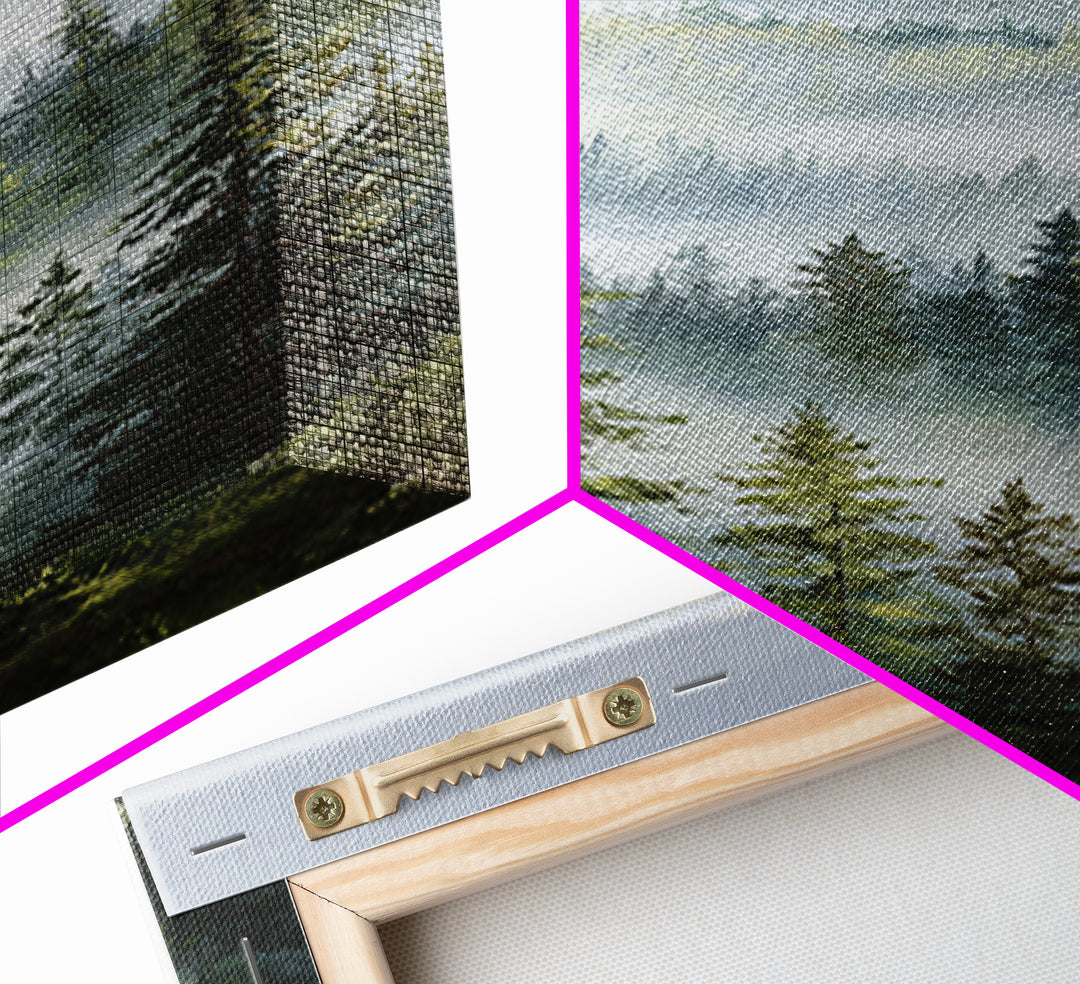 Calm Misty Forest Panorama Framed Canvas Print, Master Bedroom, Printable Art, Bedroom Decor, Sanctuary, Wall Art Bedroom, MAS-2x3-60