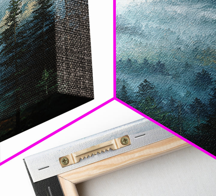 Calm Misty Forest Panorama Framed Canvas Print, Master Bedroom, Modern Decor, Bedroom Decor, Fine Art, Sanctuary, Wall Decor, MAS-2x3-84