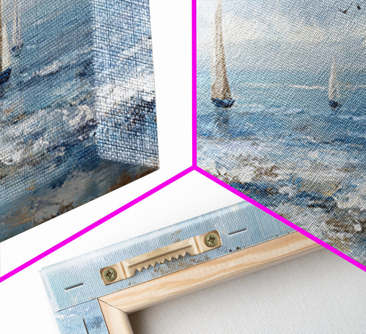Hotel Coastal Landscape Canvas Print, Master Bedroom, Farmhouse Wall Art, Bedroom Decor, Oil Painting, Sanctuary, MAS-3x1-13