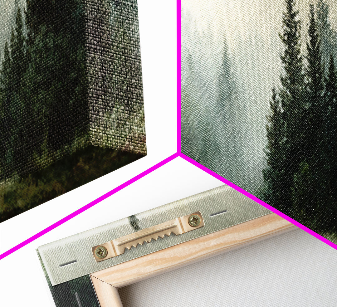 Calm Misty Forest Panorama Framed Canvas Print, Master Bedroom, Modern Decor, Bedroom Decor, Fine Art, Sanctuary, Wall Decor, MAS-3x1-44