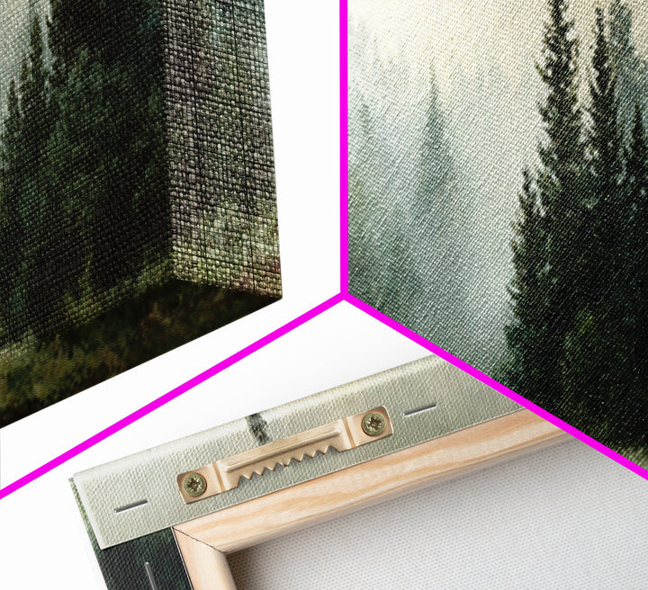 Calm Misty Forest Panorama Framed Canvas Print, Master Bedroom, Modern Decor, Bedroom Decor, Fine Art, Sanctuary, Wall Decor, MAS-3x1-44