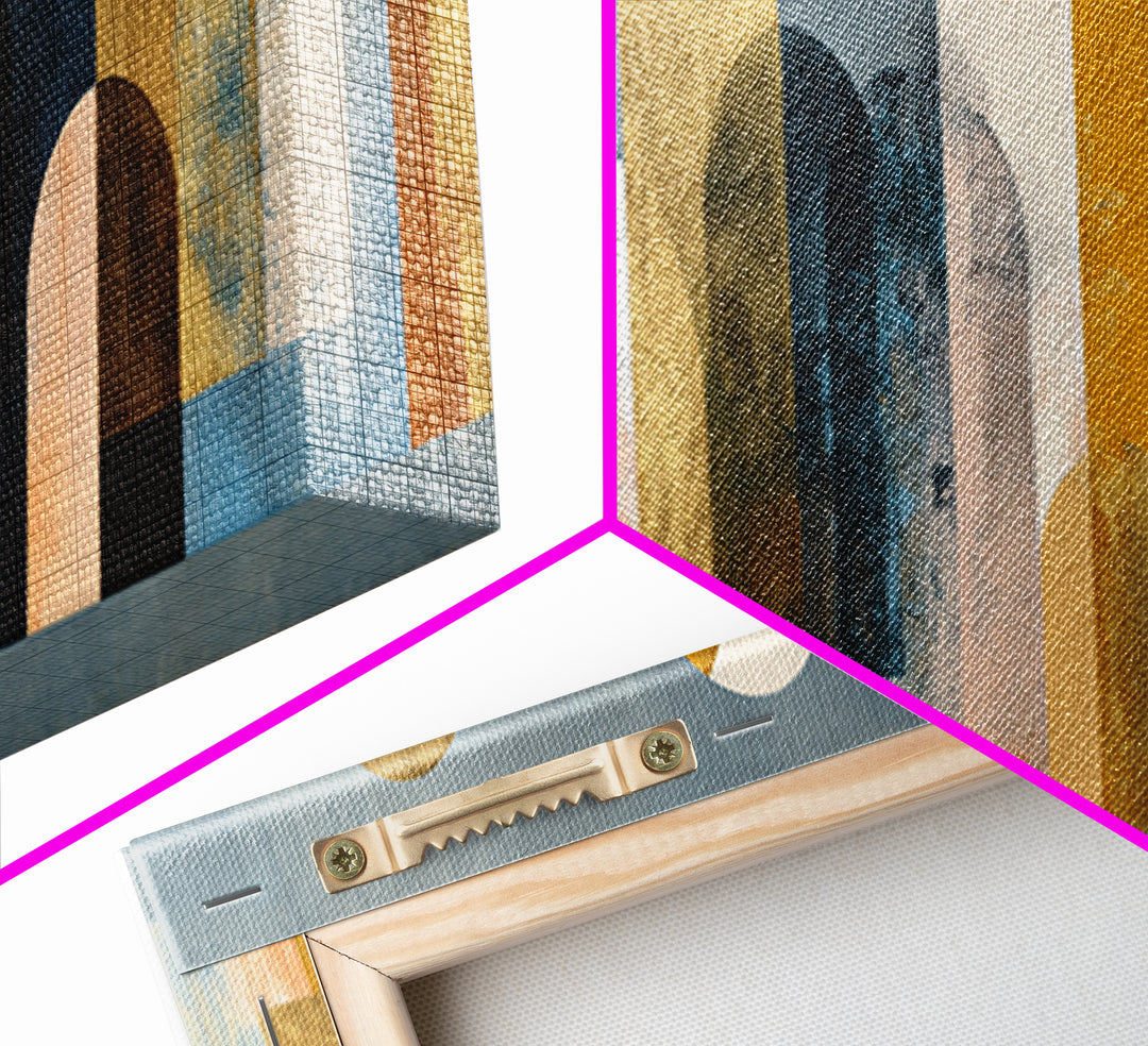 Gold Accented Abstract Arches Canvas Print, Master Bedroom, Textured Painting, Bedroom Decor, Abstract Art, Sanctuary, MAS-3x1-48