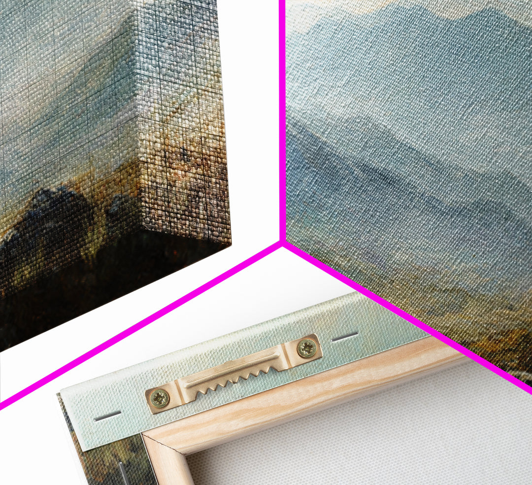 Soft Mountain Ridge Framed Canvas Print, Master Bedroom, Above Bed Wall Decor, Bedroom Decor, Oil Painting, Sanctuary, MAS-3x1-53