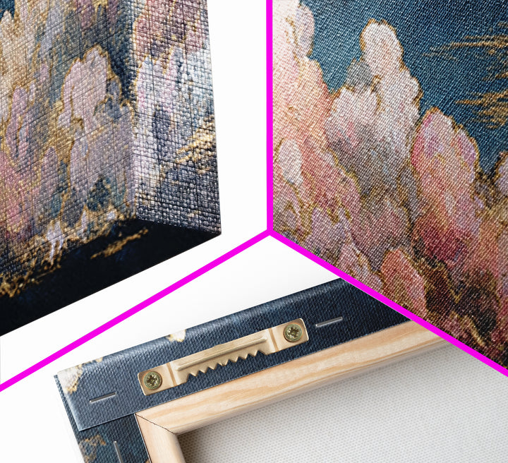 Blush and Taupe Cloudscape Canvas Print, Master Bedroom, Wall Art, Bedroom Decor, Oil Painting, Sanctuary, Bedroom Wall Art, MAS-3x1-70