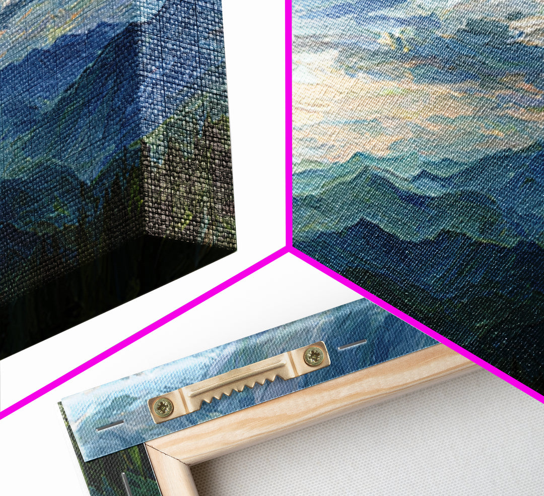 Soft Mountain Ridge Framed Canvas Print, Master Bedroom, Above Bed Wall Decor, Bedroom Decor, Oil Painting, Sanctuary, MAS-3x1-77