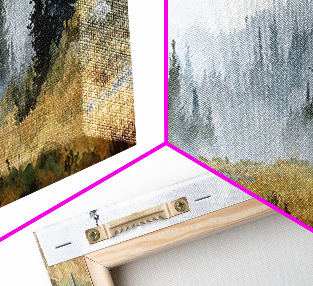 Calm Misty Forest Panorama Canvas Print, Master Bedroom, Wedding Decor, Bedroom Decor, Fine Art, Sanctuary, Rustic Home Decor, MAS-3x1-92