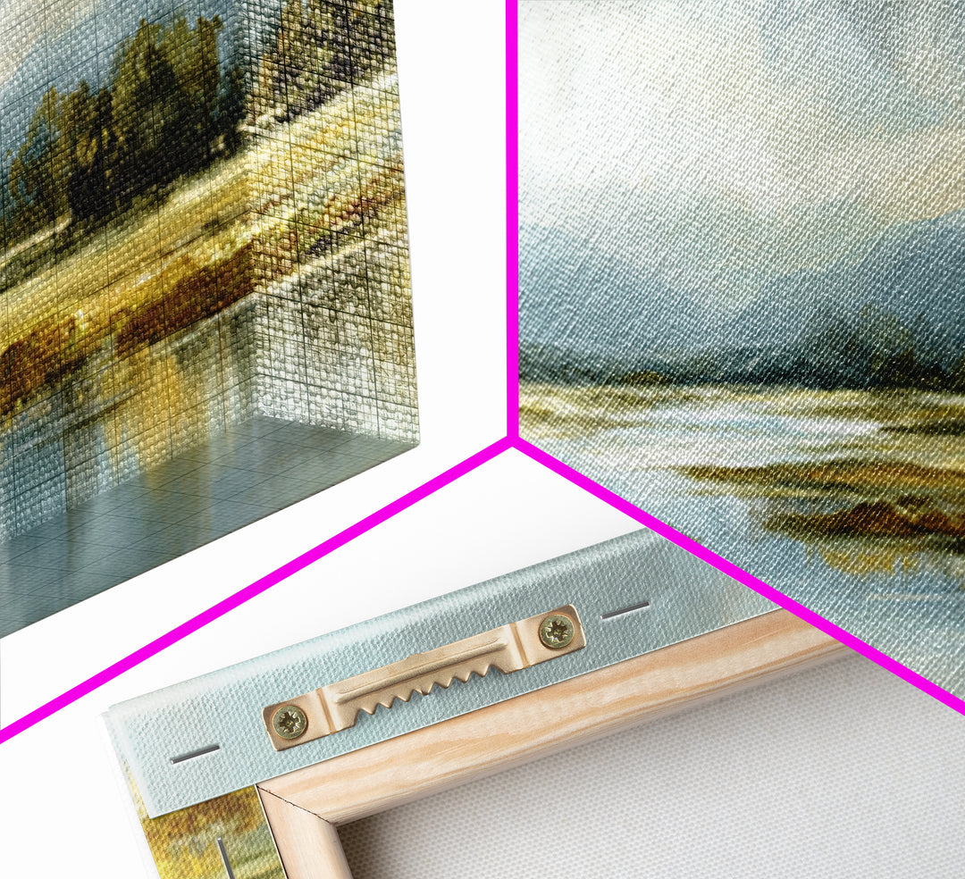Serene Lake with Pale Morning Reflection Canvas Print, Master Bedroom, Wedding Decor, Bedroom Decor, Fine Art, Sanctuary, MAS-3x1-95