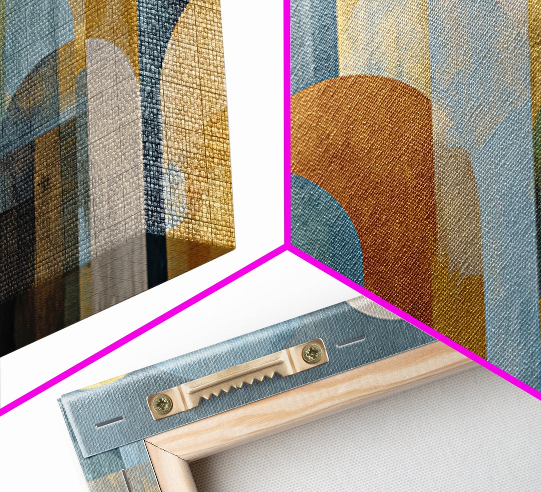 Gold Accented Abstract Arches Framed Canvas Print, Master Bedroom, Vinyl Wall Decal, Bedroom Decor, Abstract Art, Sanctuary, MAS-3x2-36