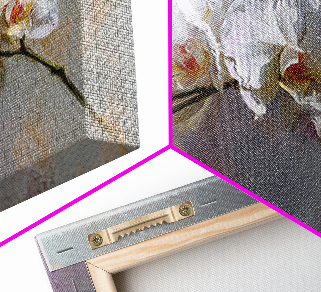 White Orchids Against Warm Gray Background Canvas Print, Master Bedroom, Over Bed Wall Art, Bedroom Decor, Oil Painting, MAS-3x2-37