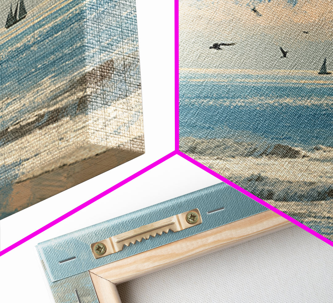 Hotel Coastal Landscape Canvas Print, Master Bedroom, Neutral Decor, Bedroom Decor, Oil Painting, Sanctuary, Home Decor, MAS-3x2-49