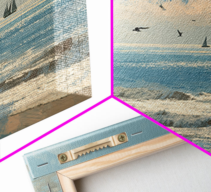 Hotel Coastal Landscape Canvas Print, Master Bedroom, Neutral Decor, Bedroom Decor, Oil Painting, Sanctuary, Home Decor, MAS-3x2-49