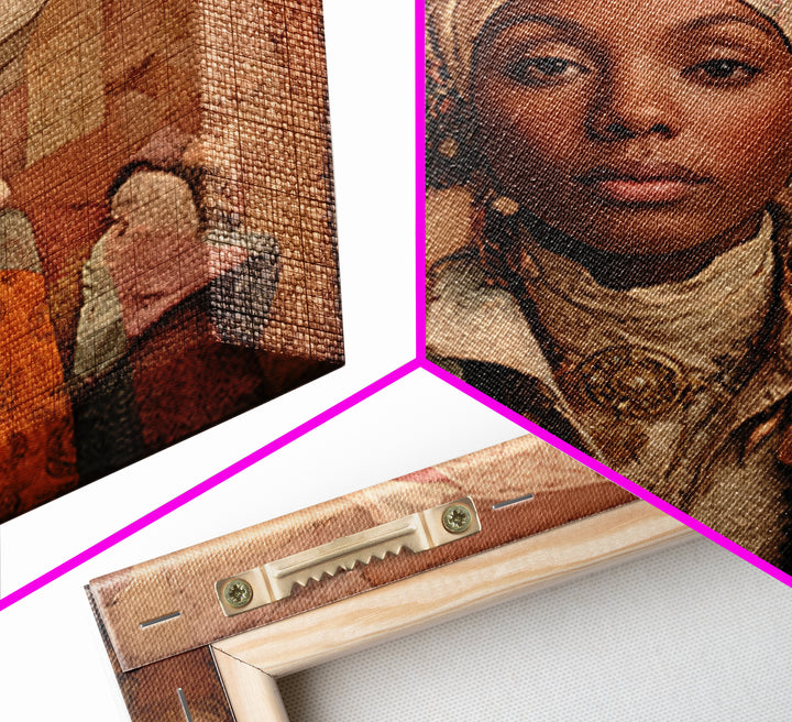Ornate Portrait with Layered Textiles and Jewels Canvas Print, Maximalist Art, Home Decor, Living Room Decor, Fine Art, Maximal, MAX-1x1-4