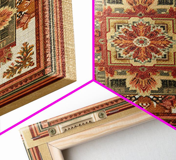 Bohemian Textile Pattern Framed Canvas Print, Maximalist Art, Art Nouveau, Living Room Decor, Maximal, Living Room Wall Art, MAX-1x1-44