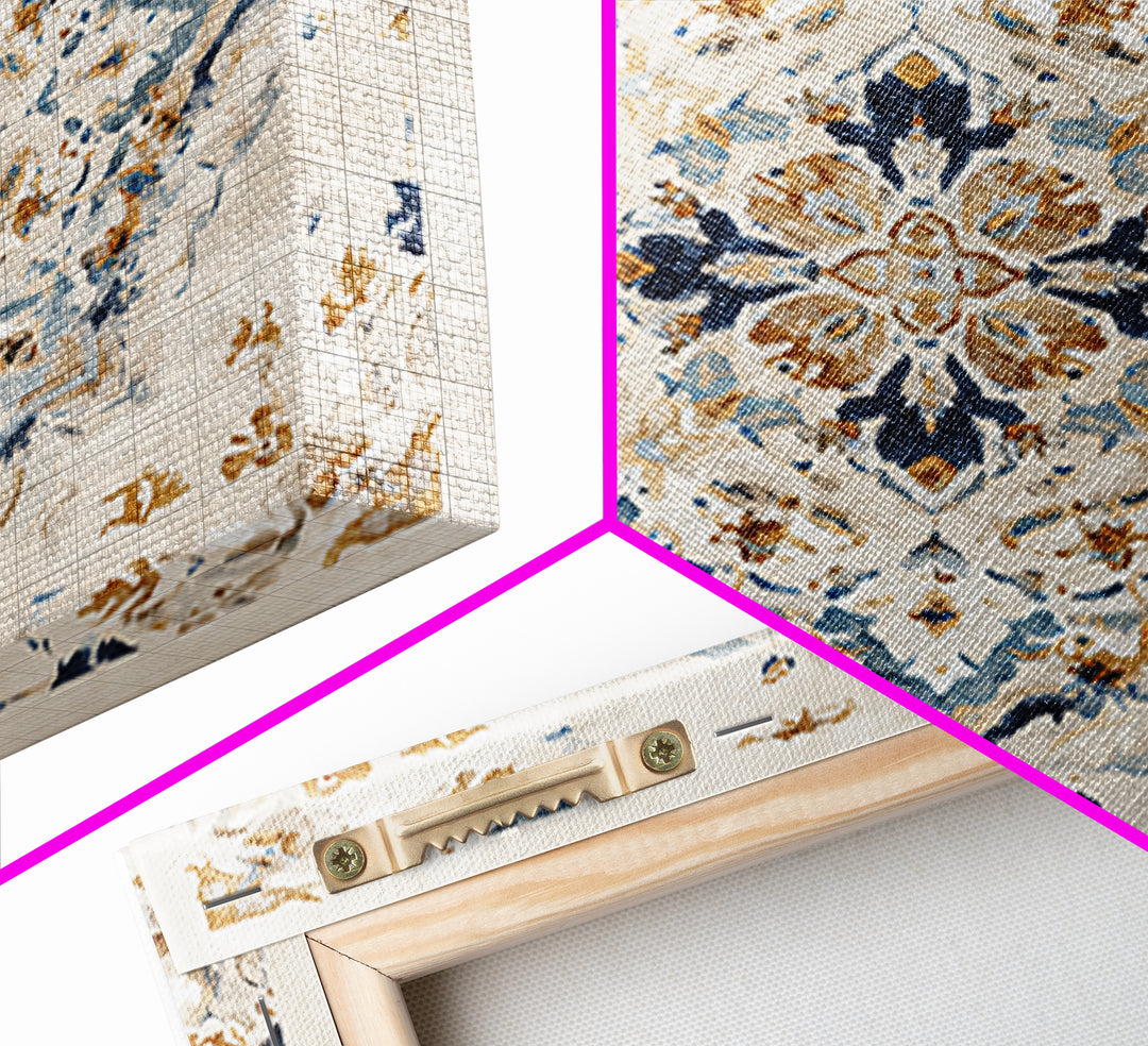 Bohemian Textile Pattern Framed Canvas Print, Maximalist Art, Modern Wall Art, Living Room Decor, Maximal, Statement Artwork, MAX-1x1-68
