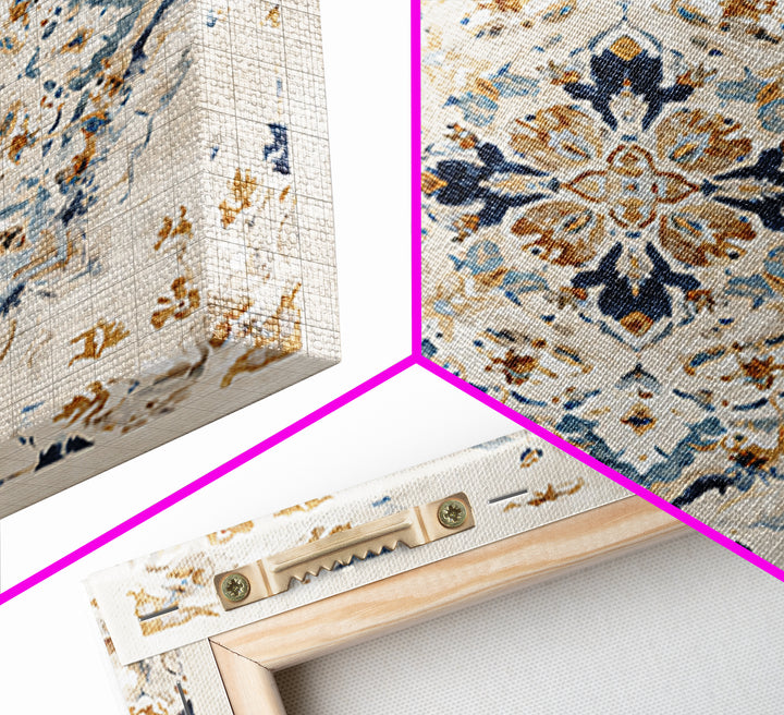 Bohemian Textile Pattern Framed Canvas Print, Maximalist Art, Modern Wall Art, Living Room Decor, Maximal, Statement Artwork, MAX-1x1-68