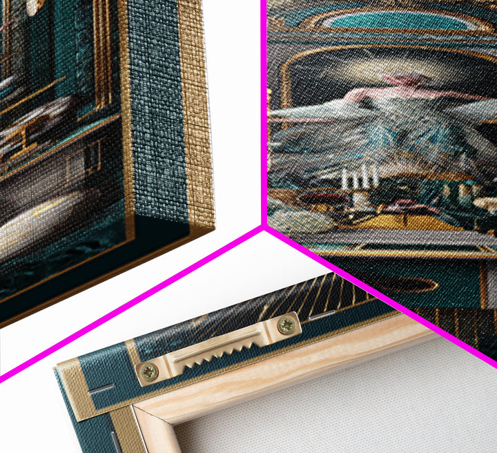 Surreal Room of Floating Objects as Decorative Canvas Print, Maximalist Art, Digital Art, Living Room Decor, Fine Art, Maximal, MAX-1x3-93
