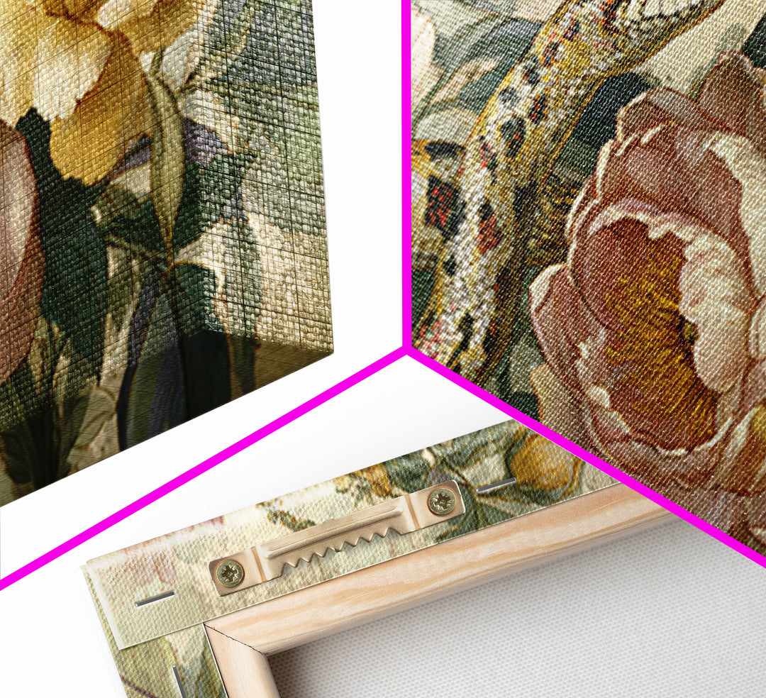 Highly Patterned Snake and Flower Composition Canvas Print, Maximalist Art, Living Room Decor, Maximal, Retro Wall Art, MAX-2x1-33