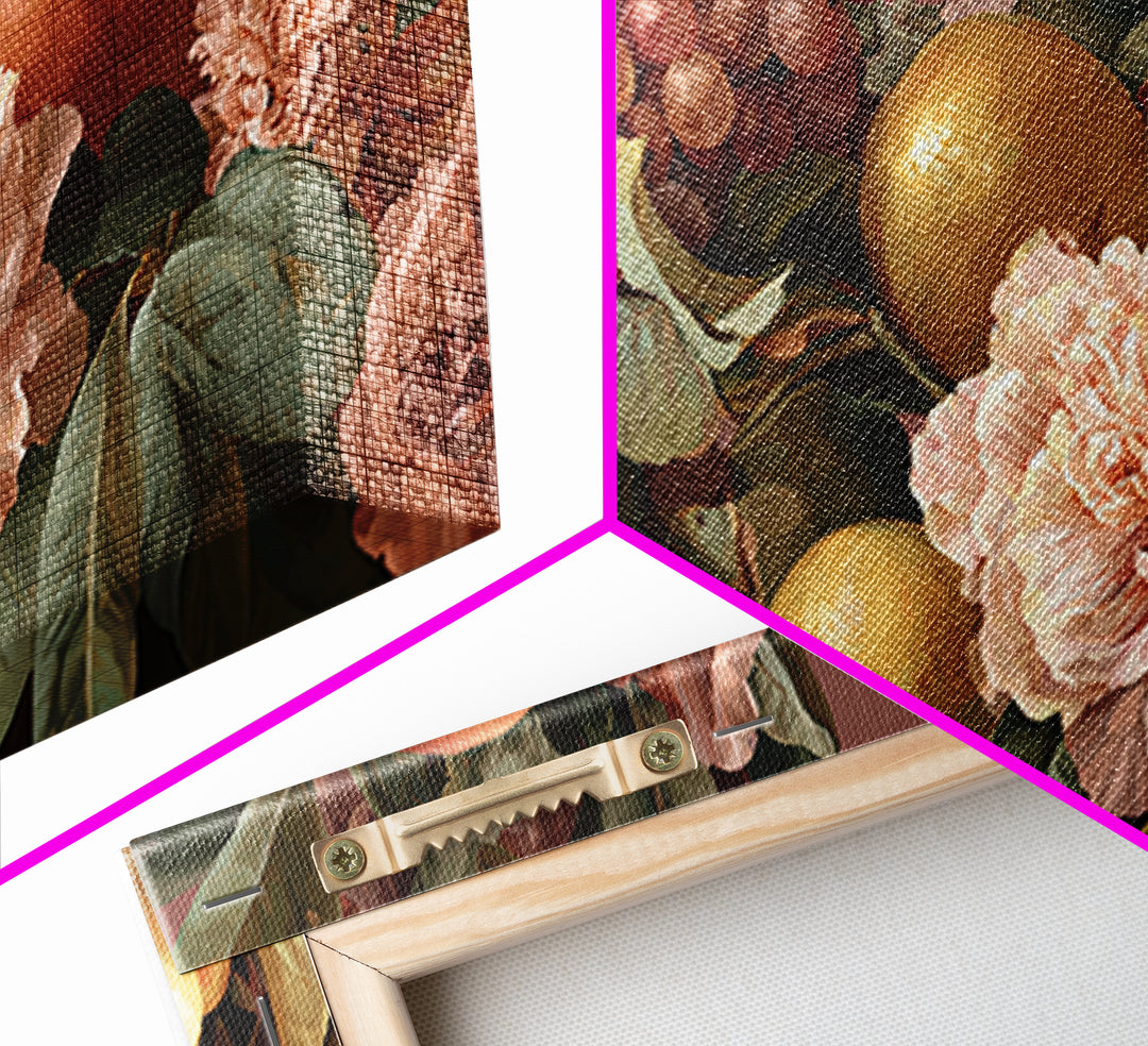 Rococo Fruit Feast Framed Canvas Print, Maximalist Art, Wall Art, Living Room Decor, Oil Painting, Maximal, Digital Print, MAX-2x1-35