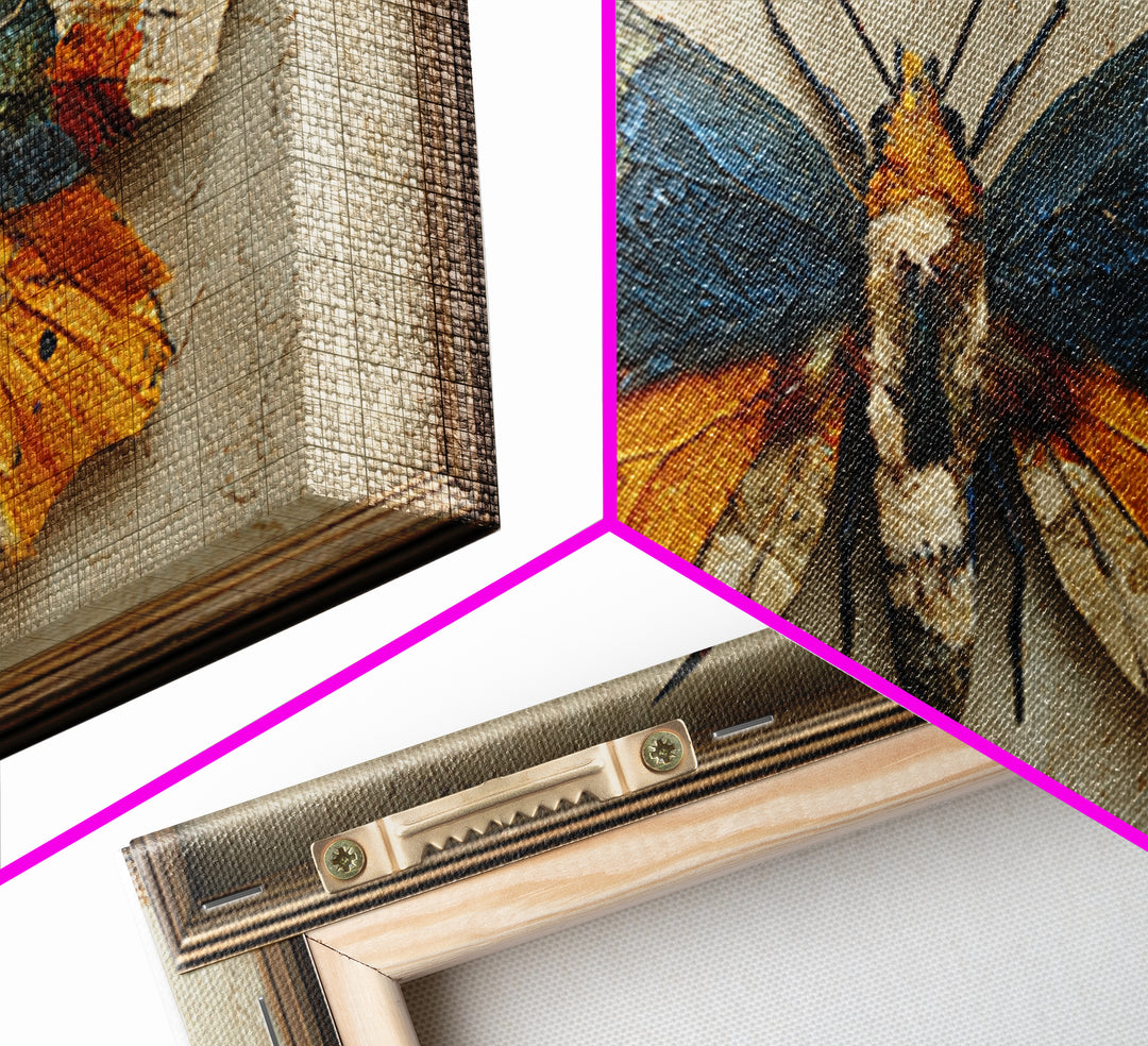 Framed Butterfly Collection Framed Canvas Print, Maximalist Art, Original Painting, Living Room Decor, Fine Art, Maximal, MAX-2x1-43
