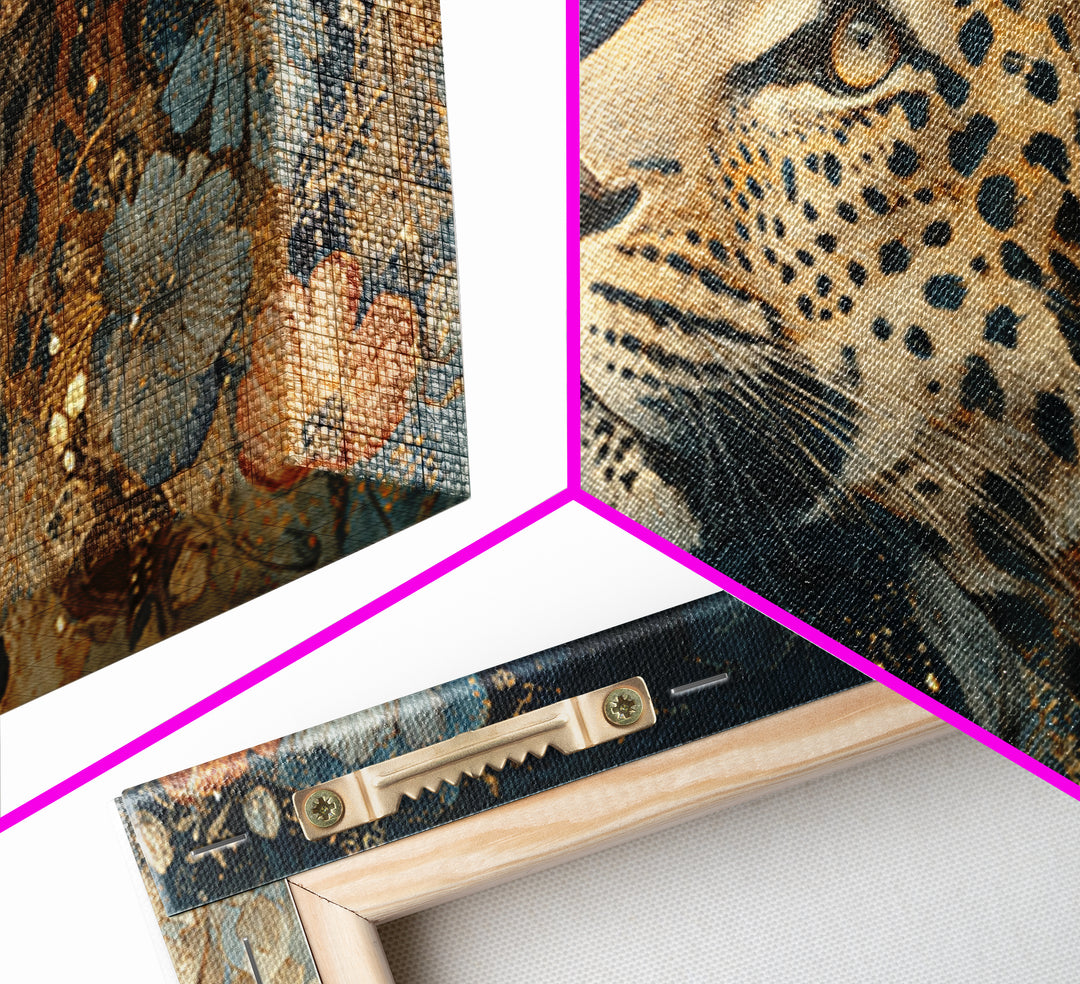 Rainbow Leopard Portrait Framed Canvas Print, Maximalist Art, Luxury Decor, Living Room Decor, Fine Art, Maximal, MAX-2x1-8