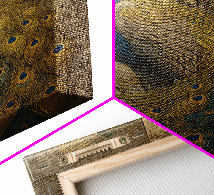 Dramatic Peacock with Oversized Feather Pattern Canvas Print, Maximalist Art, Gallery Decor, Living Room Decor, Maximal, MAX-2x3-16