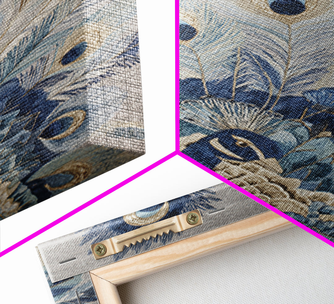 Dramatic Peacock with Oversized Feather Pattern Canvas Print, Maximalist Art, Contemporary Art, Living Room Decor, Maximal, MAX-2x3-40
