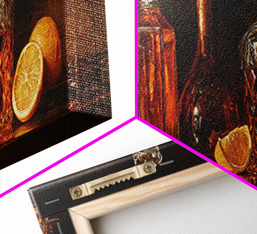 Retro Maximalist Cocktail Still Life Canvas Print, Maximalist Art, Abstract Art, Living Room Decor, Maximal, Retro Wall Art, MAX-3x1-34