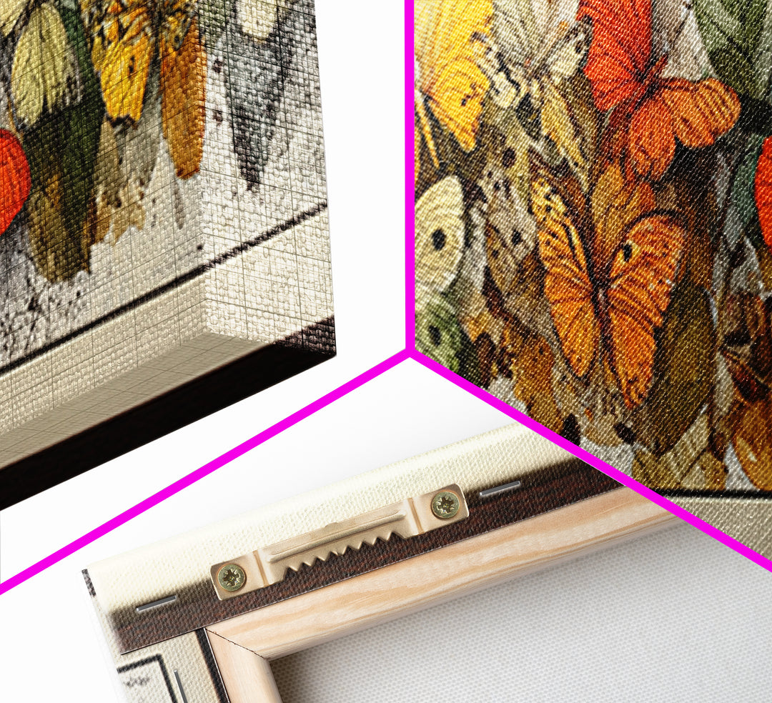 Framed Butterfly Collection Framed Canvas Print, Maximalist Art, Contemporary Art, Living Room Decor, Fine Art, Maximal, MAX-3x1-63