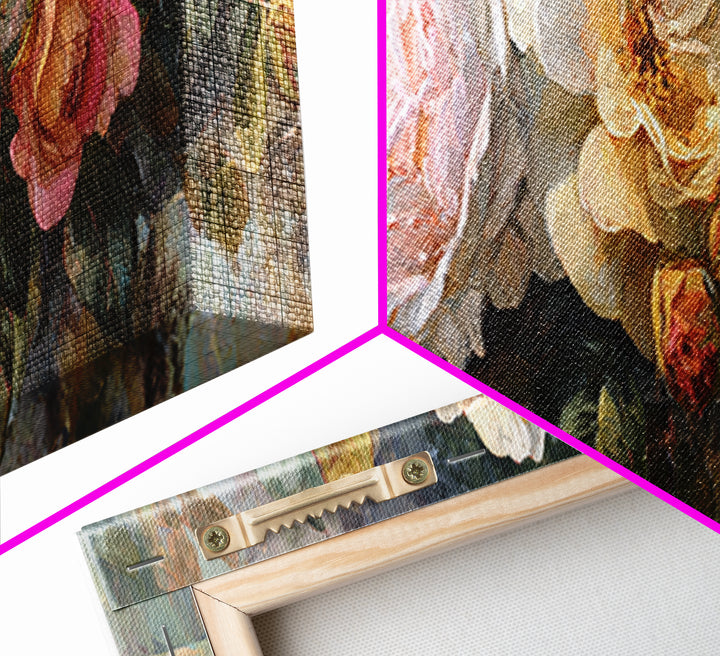 Baroque Roses Mixed Canvas Print, Maximalist Art, Living Room Wall Art, Living Room Decor, Abstract Art, Maximal, Boho Decor, MAX-3x1-94