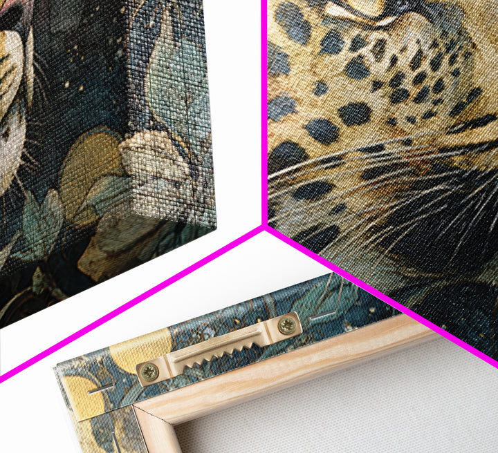 Rainbow Leopard Portrait Framed Canvas Print, Maximalist Art, Leopard Print, Living Room Decor, Oil Painting, Maximal, MAX-3x2-40