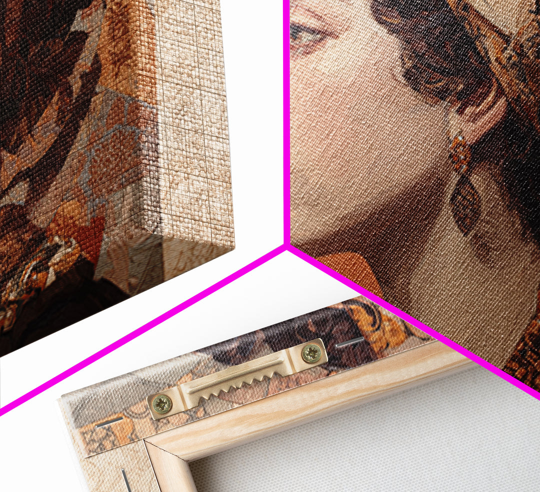 Ornate Portrait with Layered Textiles and Jewels Canvas Print, Maximalist Art, Unique Wall Art, Living Room Decor, Maximal, MAX-3x2-8