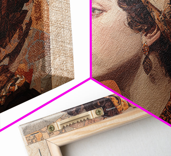 Ornate Portrait with Layered Textiles and Jewels Canvas Print, Maximalist Art, Unique Wall Art, Living Room Decor, Maximal, MAX-3x2-8
