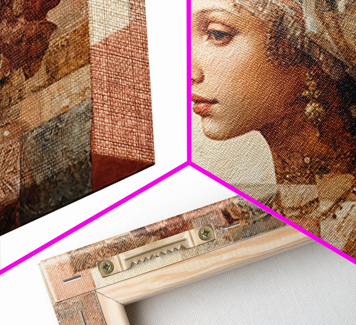 Ornate Portrait with Layered Textiles and Jewels Framed Canvas Print, Maximalist Art, Home Decor, Living Room Decor, Maximal, MAX-3x2-80